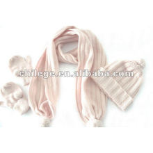 Baby Cashmere Stripe Hats with Ball hats &gloves sets